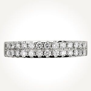 14KT White Gold Double Row Ring 0.45CT